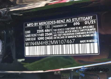 2021 Mercedes-Benz Glb 250 4Matic z USA, uszkodzony, nr VIN W1N4M4HB2MW107467